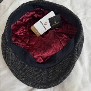 Dark Gray Wool Flat Cap, Peaky Blinders Hat, Baker Boy Hat